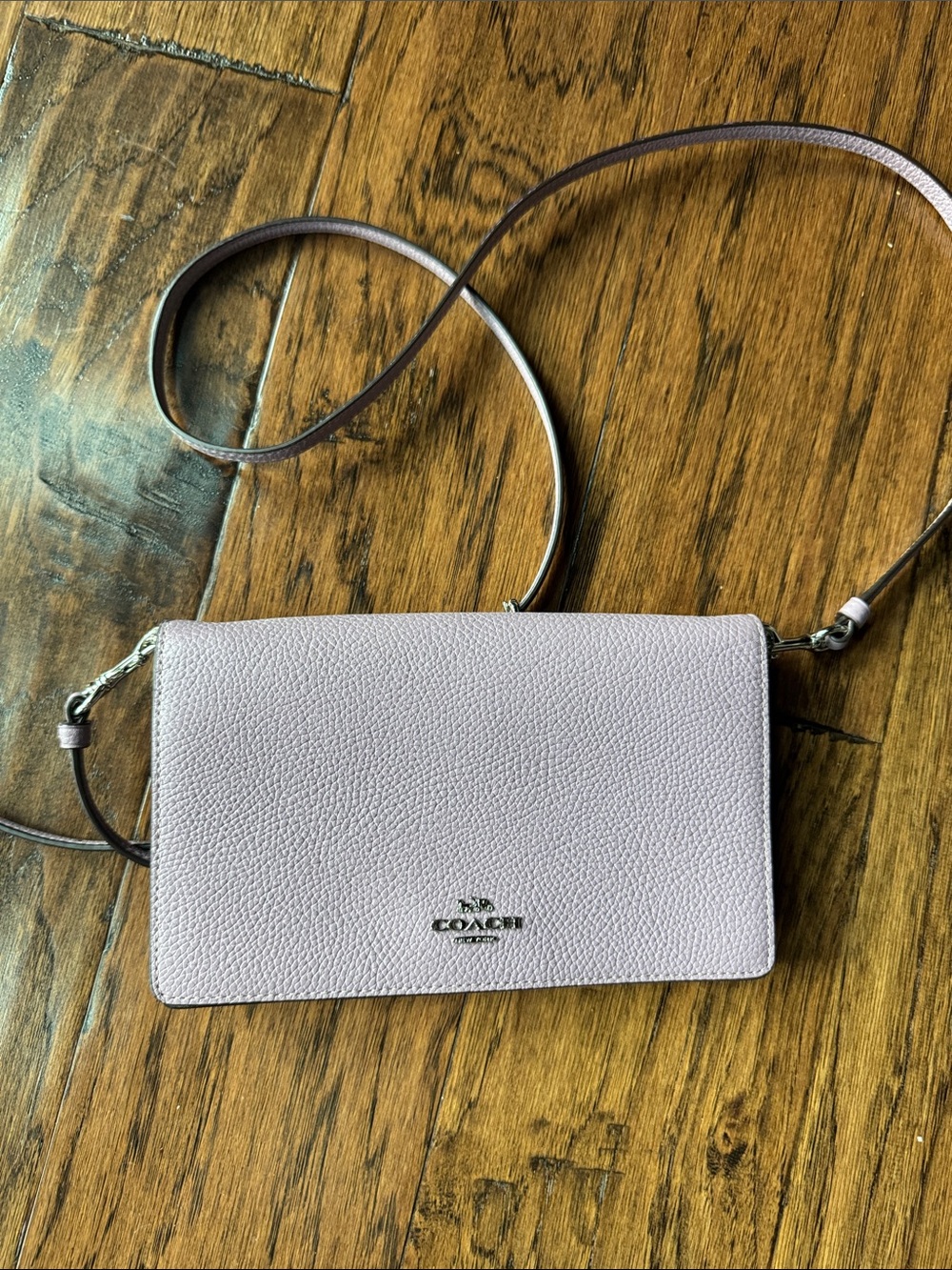 COACH Pebbled Leather Crossbody — Soft Lavender